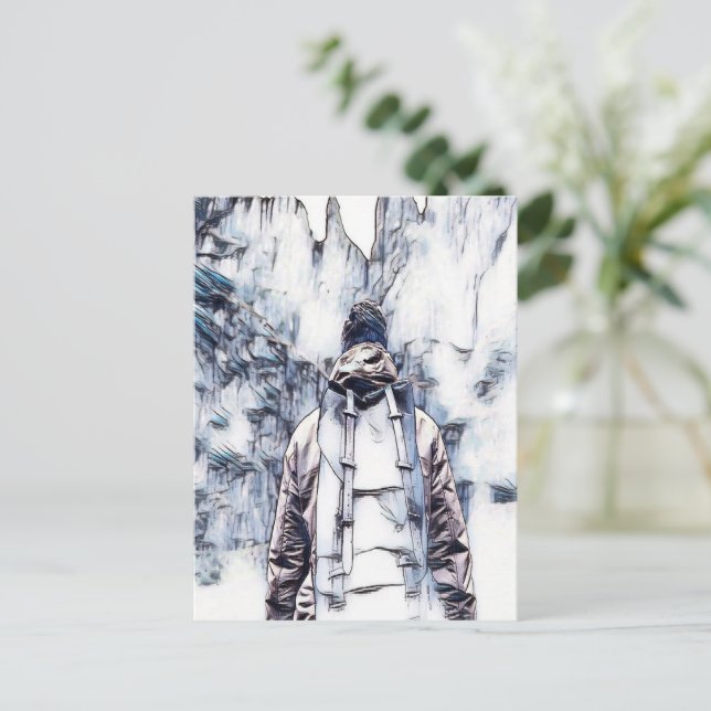 Cartão Postal Um homem com mochila (Em pé/Frente)