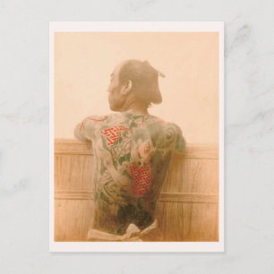 Cartão Postal "Um Homem com Tatuagem" 刺 青 の 男 性 日 人 本 物 入 れ 墨 às