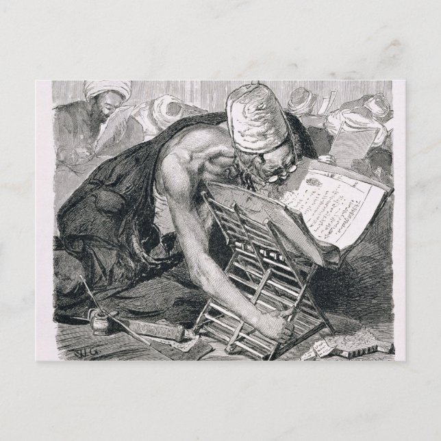 Cartão Postal Um homem erudito absorto no Corão (Frente)