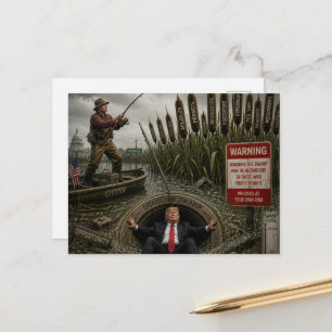 Cartão Postal Um homem pescando no pântano enquanto ele drena