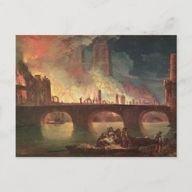 Cartão Postal Um incêndio no Hotel Dieu em 1772 (Frente)