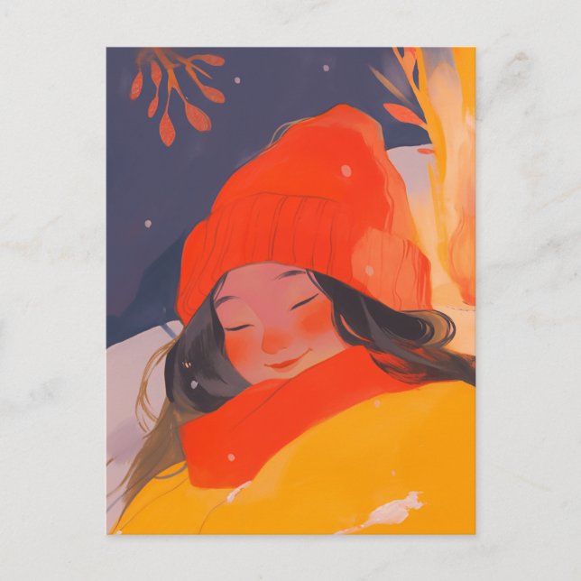 Cartão Postal Um inverno frio (Frente)