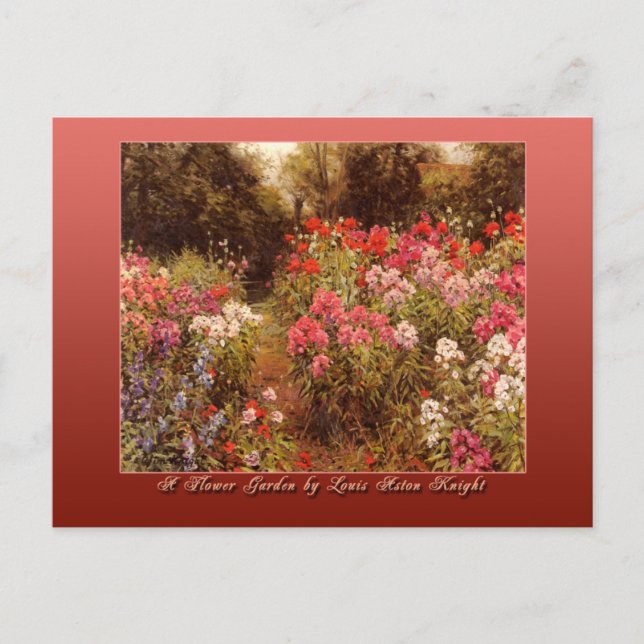 Cartão Postal Um Jardim Flor por Louis Aston Knight (Frente)