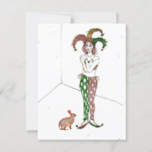 Cartão Postal Um jester e um coelho