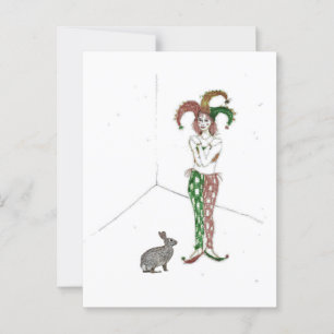 Cartão Postal Um jester e um coelho