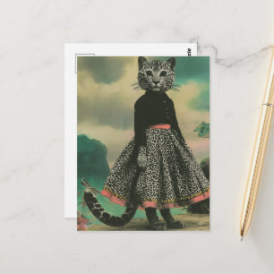 Cartão Postal Um lindo gato grande vestido com um vestido de est