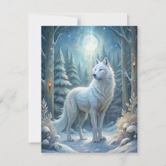 Cartão Postal Um Lindo Lobo Branco