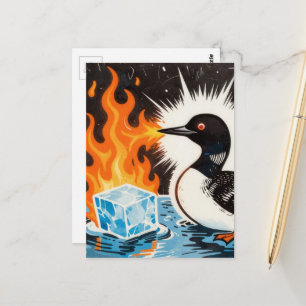 Cartão Postal Um Loon de Minnesota Irritado Derretendo Gelo com