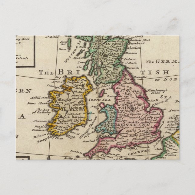 Cartão Postal Um mapa geral da Grã-Bretanha e da Irlanda do Exce (Frente)