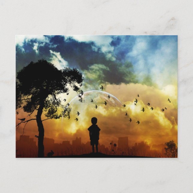 Cartão Postal Um menino e seu universo (Frente)