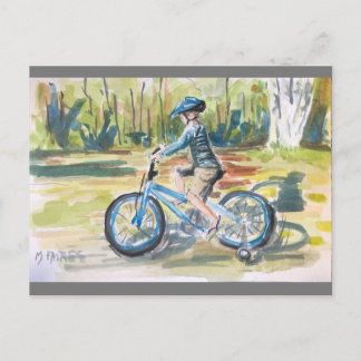 Cartão Postal Um menino e sua bicicleta