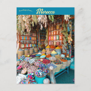 Cartão Postal Um mercado em Marraquexe em Marrocos