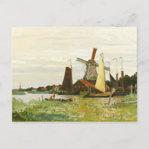 Cartão Postal Um moinho de vento em Zaandam Claude Monet