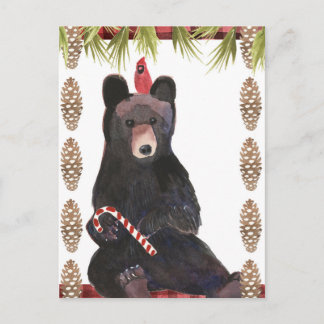 Cartão Postal Um Natal Muito Beary com Pinecones
