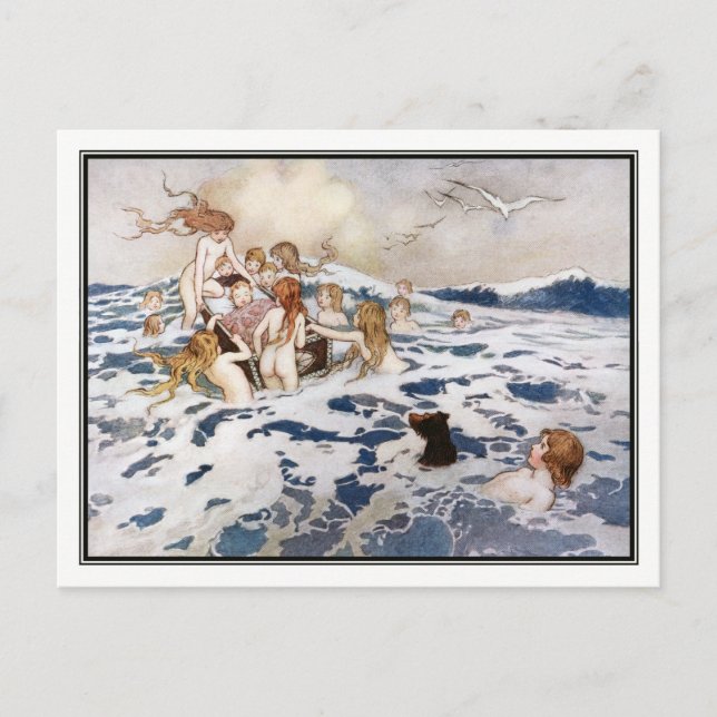 Cartão Postal Um Novo Bebê d'Água por Warwick Goble (Frente)