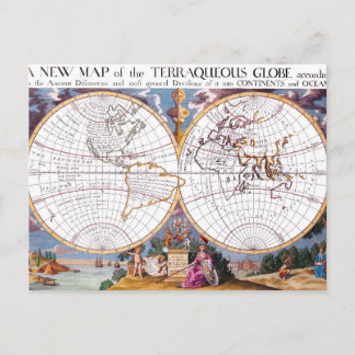 Cartão Postal Um Novo Mapa Do Terraqueous Globe Postcard