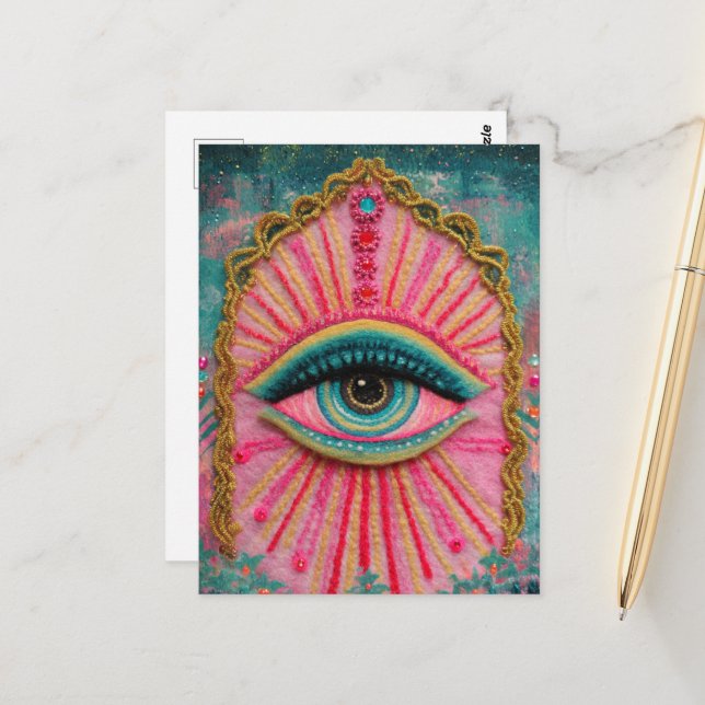 Cartão Postal Um Olho De Mau Protetor Sentido (Frente/Verso In Situ)