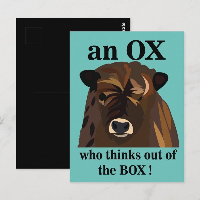 Cartão Postal Um Ox Que Pensar Fora Da Caixa (Frente/Verso)