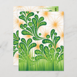 Cartão Postal Um padrão artístico verde e dourado representando 