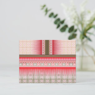 Cartão Postal um padrão de bordado ponto cruz com um fundo verme