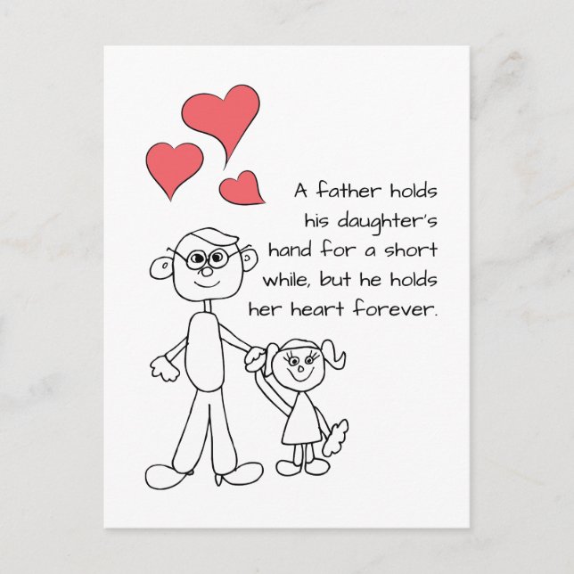 Cartão Postal Um Pai Segura A Mão Da Filha (Frente)
