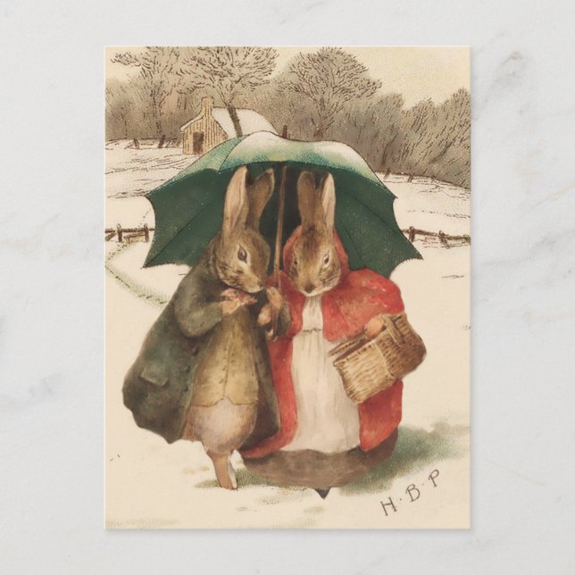 Cartão Postal “Um Par Feliz” por Beatrix Potter (Frente)