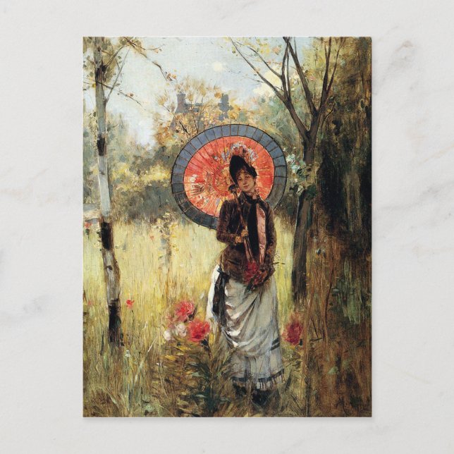 Cartão Postal Um passeio de verão, por pintores antigos, reprodu (Frente)