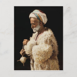 Cartão Postal Um pastor da terra sagrada girando lã