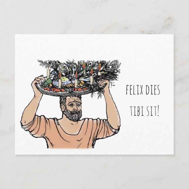 Cartão Postal Um Pavão de Aniversário de Grumio (Frente)