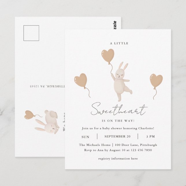 Cartão Postal Um pequeno doce está no caminho do Chá de fraldas (Frente/Verso)