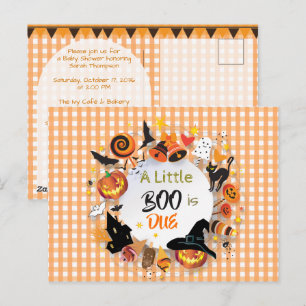 Cartão Postal Um Pequeno Espírito Está a Caminho Laranja Xadrez
