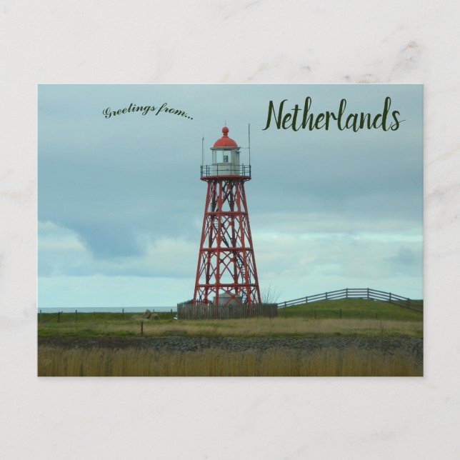 Cartão Postal Um Pequeno Farol em Stavoren Holanda (Frente)