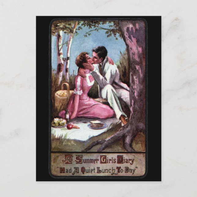 Cartão Postal Um piquenique e um beijo (Frente)