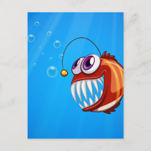 Cartão Postal Um piranha assustador sob o mar