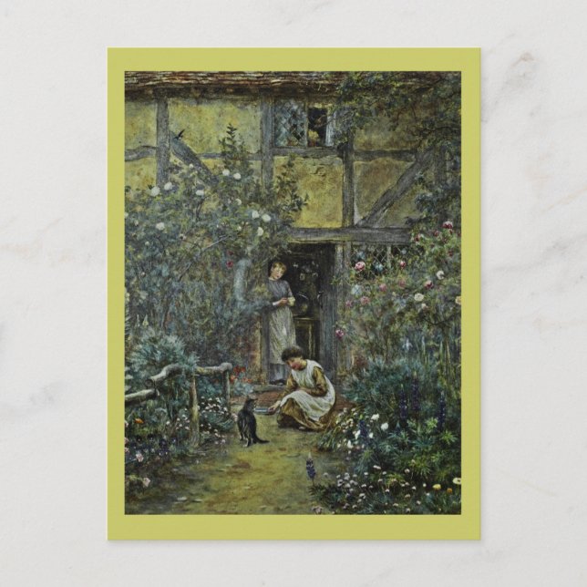 Cartão Postal Um Pires de Creme para Kitty (Frente)