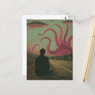 Cartão Postal Um polvo rosa e OVNIs surreais geraram arte