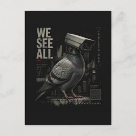 Cartão Postal Um pombo de câmera de vigilância surreal Nós Vemos