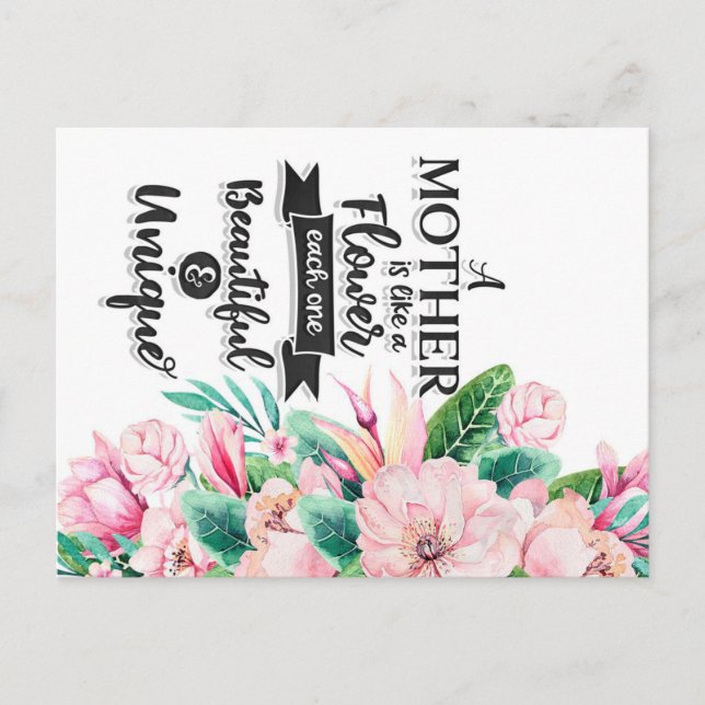 Cartão Postal Um Presente de Mãe é Como Uma Flor, Presente do Di (Frente)