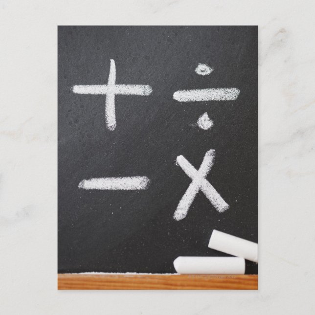 Cartão Postal Um quadro com símbolos matemáticos (Frente)