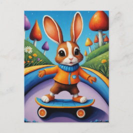 Cartão Postal Um Rabbit Skateboard