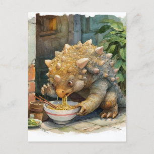 Cartão Postal Um Ramen Comendo Dino