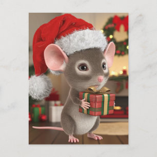 Cartão Postal Um Rato De Natal Engraçado
