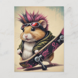 Cartão Postal Um retrato do Hamster do Punk Skate