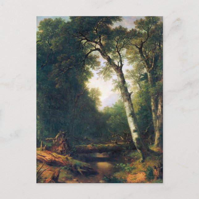 Cartão Postal Um riacho na floresta por Asher Brown Durand (Frente)