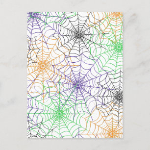 Cartão Postal Um simples padrão na Web da aranha de Halloween