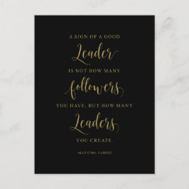 Cartão Postal Um Sinal de um Bom Líder, Citação de Mahatma Gandh