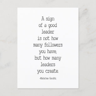 Cartão Postal Um Sinal De Um Bom Líder, Mahatma Gandhi Citação