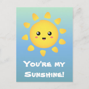 Cartão Postal Um sol fofo e feliz que brilha intensamente ao red
