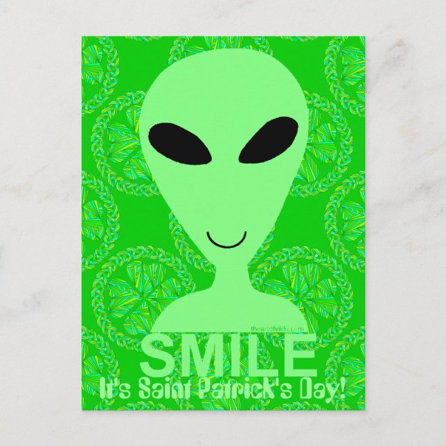 Cartão Postal Um sorriso Sua Alienígena Verde Diversão de São Pa (Frente)