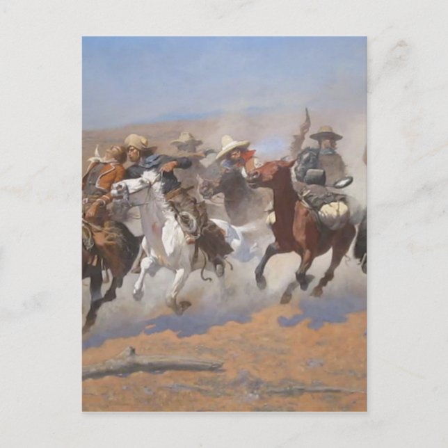 Cartão Postal Um Traço para a Madeira por Frederic Remington (Frente)